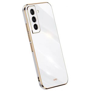 Topme Coque en Silicone pour Samsung Galaxy S21 (6.2" inches), [ Etui Housse de T&eacute;l&eacute;phone de Style Bord Dor&eacute;] - Blanc (topme, neuf)