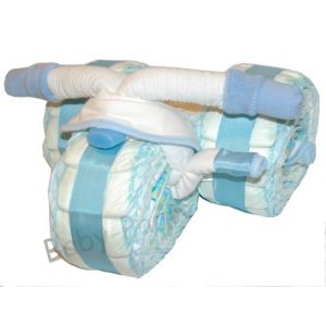 G&acirc;teau de couches Tricycle Bleu &ndash; Cadeau de Naissance & Bapt&ecirc;me &ndash; Tricycle pour couches &ndash; Couches Bike (Dubistda, neuf)