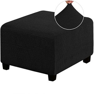 Uavchy Housses de Pouf Carré, Housse de Repose-Pieds Anti-dérapante Respirante à Fond élastique (Noir) (Uavchy flagship store, neuf)