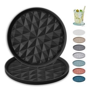 Wingcases Dessous de Verre en Silicone pour Boissons [2 Packs], sous-Verres, Tapis de Protection pour Table - Décoration de Table de Café, Cadeau pour Toutes Les Occasions, Noir (Wingcase, neuf)