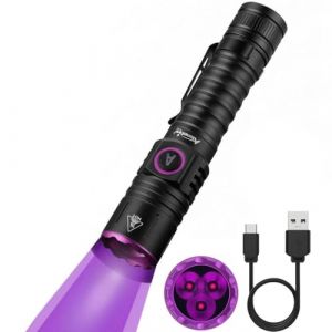 Alonefire SV103 10W Lampe Torche UV LED 395nm Rechargeable USB C Lampe Woods Ultraviolet Lumiere Noire Détecteur D'urine pour Resine, Pêche, Scorpion, Minéraux, Ambre, Punaise de Lit avec Batterie (Alonefire FR, neuf)