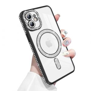 Newseego Coque pour iPhone 12, Paillettes Bling Luxe Diamant Housse 6,1 Pouces Compatible avec MagSafe TPU Flexible Transparente Dos Mignonne Antichoc Protection pour iPhone 12 Noir (NewseegoUK, neuf)