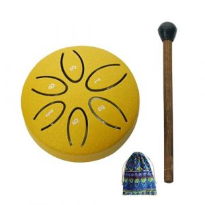 Altsuceser Tambour à langue en acier de 7,6 cm à 6 notes pour l'extérieur du jardin, carillon de pluie, mini chakra, petit tambour éthéré avec maillet pour yoga zen doré (spectatoo, neuf)