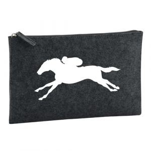 Huuraa trousse de toilette course de chevaux Trousse de toilette cadeau en feutre anthracite 1 litre course de chevaux Pr&eacute;sent (Hellweg Handelsbetrieb Soest, neuf)