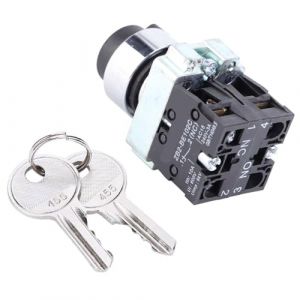 Interrupteur à clé Verrouillage électrique Interrupteur à clé à Réinitialisation Automatique à 2 Positions avec 2 Clés ZB2‑BE101 ZB2‑BE102C, Longue Durée de Vie, Bonne (Dawnso, neuf)