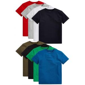 NEXT T-Shirt 100% Coton à Manches Courtes, Lot de 8 Rouge/Noir/Gris/Blanc/Bleu/Vert 3 Ans (Next Germany GmbH, neuf)