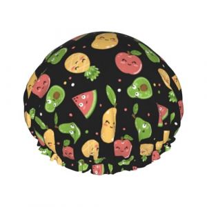 Bonnet de douche pour douche &ndash; Joli bonnet de douche en forme de poire, mangue, past&egrave;que, ananas, r&eacute;utilisable, imperm&eacute;able, double couche pour femme, bonnet de douche pour la douche avec doublure en (SA-Toy, neuf)