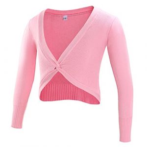 SEAUR Cache-Coeur Fille Danse Classique Haut Danse Ballet Enfant Gym Bol&eacute;ro Manches Longues Dancewear Cardigan Danse Fille Chaude Rose - XXL (MANDIGLO, neuf)