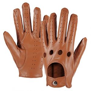 Gants de conduite en cuir &agrave; &eacute;cran tactile pour hommes non doubl&eacute;s,Camel,M (MGGM collection EU, neuf)