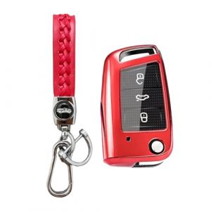 MEDZUK Coque Clé Compatible avec Audi A1 GB 2018-2024 2025 Coque de Protection pour clé de Voiture TPU, Accessoire Étui pour Clés avec Porte-clés (Rouge) (MEDZUK-EU, neuf)