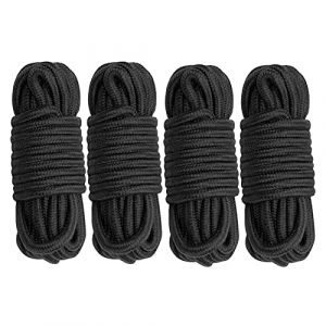 Cosymate Corde en coton doux pour liaisons et usages multiples, corde &eacute;paisse en coton torsad&eacute; pour n&oelig;uds, 8 mm de diam&egrave;tre, 5 m de long, lot de 4, Noir (Cosymate Store, neuf)