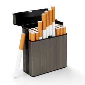 Tapvai 2 Pièces Boite à Cigarettes, Étui à Cigarettes Metal avec Fermeture à Pression et Séparateur, Etui Paquet Cigarette pour 40 Cigarettes, Porte-Cigarettes Homme (Noir) (Tapvai Store, neuf)