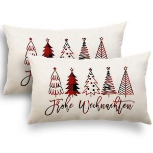 YCOLL Housse Coussin Noel 30x50 Lot de 2 Housse Coussin 30x50 Flocons de Neige Sapin de No&euml;l Lin D&eacute;coratif Taie d'oreiller pour Decoration Noel 30 x 50 cm (YACHUANG INTERNATIONAL(HK) LIMITED, neuf)