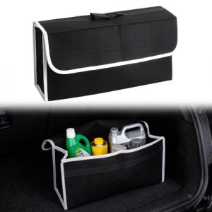 GZRXIOUS Sac Coffre Voiture Feutre Noir Antid&eacute;rapant Pliable, Organisateur Coffre Voiture Bandes Auto-Agrippantes, Rangement Automobile Universel SUV, Berline Maison, 50&times;24&times;15 cm, &Eacute;l&eacute;gant Pratique (gangzerui, neuf)