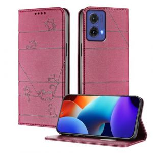 XINYEXIN Coque pour Motorola Moto G85 5G, Étui à Rabat en Cuir PU avec Protection RFID, Fentes Cartes, Portefeuille, Support, Protection Intégrale - Rouge (Xinyexin, neuf)