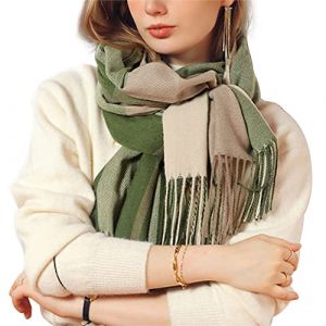 Bakicey Femme ch&acirc;le &eacute;charpe Fille &eacute;tole Foulard Pashmina Echarpe a Carreaux Laine Mode Etole Plaid Foulard Oversize Shawl Cardigan Cachemire Chaud Automne Hiver Manteau Tricot Ponchos Capes (Bakicey, neuf)