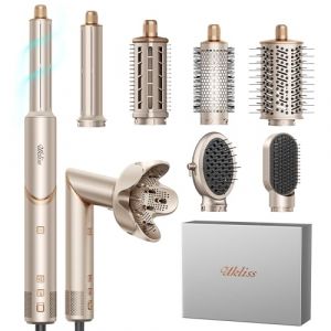 UKLISS Airstyler Hair Styler- Kit professionnel 8 en 1 - S&egrave;che-cheveux ionique haute vitesse - Avec enroulement automatique, fer &agrave; boucler, brosse volume et anti-frisottis - S&eacute;chage rapide - Avec 8 (ukliss beauty, neuf)