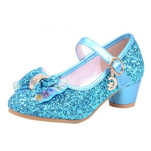 BOTCAM Chaussures à talons princesse à paillettes pour fille - Sandales à talons hauts - Chaussures de princesse à paillettes - Chaussures de princesse - Chaussures pour enfants - Cosplay - Mary Jane (sgrfxghrd, neuf)