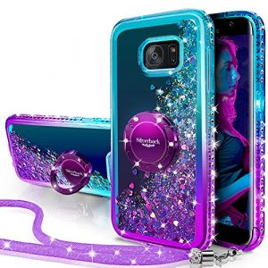 Miss Arts Coque pour Samsung Galaxy S6, Fille Silicone Paillette Strass Bling Glitter de Luxe avec Support, Liquide Gel Bumper Housse Etui de Protection pour Samsung Galaxy S6 - Pourpre (Miss Arts -FR, neuf)