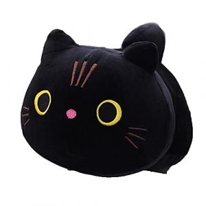 OUKEYI Oreiller en peluche en forme de chat noir, animaux en peluche avec chat noir, d&eacute;coration cr&eacute;ative, oreillers en peluche pour enfants, filles, gar&ccedil;ons (noir) (Tikwisdom, neuf)