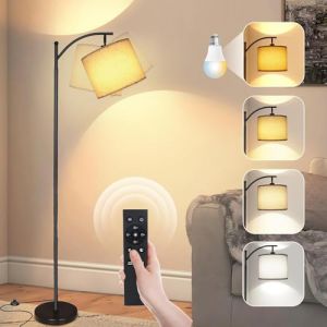 marctronic Lampadaire LED sur Pied Salon, Lampe à Arc Abat-Jour en Lin Beige avec Variateur Télécommande et Interrupteur à Pédale, Ampoule fournie, Montage en 1 Minute, Lampe sur Pied da Salon (Marc Tronic, neuf)