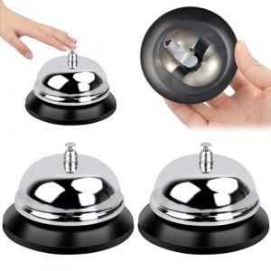 2 PCS Cloche de ServiceCloche, D'appel Sonnette de Comptoir, Acier Inoxydable Restaurant Cloche pour Hôtel Cuisine Bar Réception et Restaurant, Argent (Amoxike, neuf)