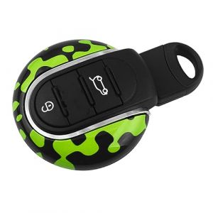 Housse de clé de Voiture Coque de clé Porte-clés Compatible avec Mini Cooper Après 2014 Troisième Génération Série F F54 F55 F56 F57 F60 PJ01 (Coque de clé Type B, Vert) (dsmq2023, neuf)