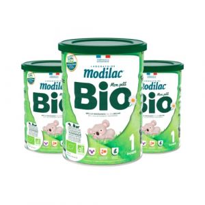 Modilac - Lait Infantile en Poudre Bio 1 - Riche en DHA, Sans Huile de Palme - Convient en Relais de l'Allaitement Maternel - Certifi&eacute; AB - 1er Age, de 0 &agrave; 6 Mois - Lot de 3x800g (La Famille &agrave; Table! - LF&agrave;T!, neuf)