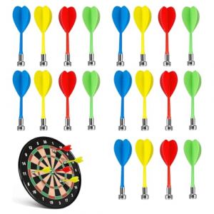 QSHXXROI 20 Pcs Fl&eacute;chettes magn&eacute;tiques, Fl&eacute;chettes de Rechange de S&eacute;curit&eacute;, Fl&eacute;chettes Portables, Int&eacute;rieur Jeu Cible Accessoires, 4 m&eacute;lange de Couleurs (Bleu Vert Rouge Jaune) (HXXKJ-EU, neuf)