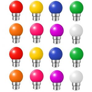 Lot de 16 Ampoules Colorées LED Baïonnette B22, G45 2W 200LM Lampe Décorative pour Halloween, Noël, Fête, Couleurs Mixtes Rouge/Jaune/Vert/Violet/Rose/Bleu/Orange/Blanc Chaud (wulun, neuf)