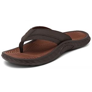ChayChax Tongs Homme Sandales de Sports Orthopédiques de Soutien Flip Flops été Chaussures de Plage et Piscine,Marron,47 EU (Yooeenn, neuf)