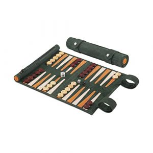 Melia Games Backgammon - Set de Voyage - Cuir Véritable - Pions en Buis Fait Main (Eire) (Turquoise-Store, neuf)