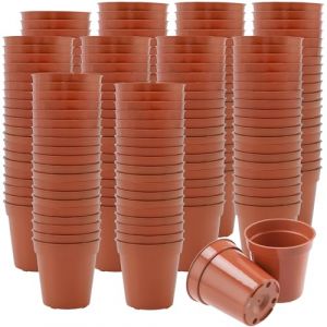 HEIHAK Lot de 200 mini pots de fleurs en plastique rouge brique de 5,4 cm pour diverses petites plantes (LHUK-Store, neuf)