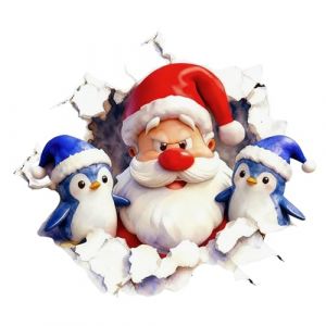 P&egrave;re No&euml;ls Stickers Muraux, 3D P&egrave;re No&euml;ls Break Through Wall Stickers, Mignons P&egrave;res N-o&euml;l Sticker Muraux N-o&euml;l D&eacute;coller Et Coller, Dessin Anim&eacute; P&egrave;res N-o&euml;ls D&eacute;coration Murale Sticker N-o&euml;ls Toilettes (Grtongyt, neuf)