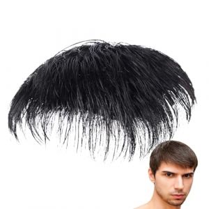 Patch de cheveux pour homme - Perruque courte, naturelle noire, courte, naturelle, noire, perruque de remplacement de cheveux humains, ronde (linznmz, neuf)