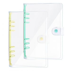 DY.2ten 2 Pi&egrave;ces Classeur A6 PVC Souple avec 6 Anneaux, Couverture de Reliure &agrave; Anneaux pour Carnet de Notes, Transparent Rechargeable Format A6 Standard avec 6 Trous Classeurs &agrave; Anneaux &Eacute;tanche (SHUL, neuf)