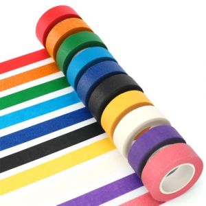 OUDQFCJ 10 Ruban Inscriptible, Iridescent, Masking Tape, Scotch Decoratif, Rouleau pour le Bricolage et Peinture, Mat&eacute;riel D'art Amusant pour les Enfants (10 mm x 13 m) (Arc-en-ciel/Multicolore) (Mapico, neuf)