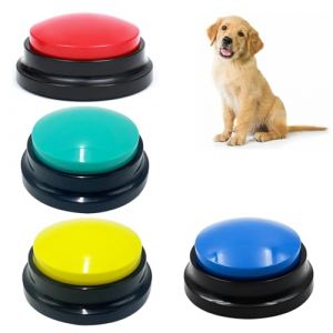 Buzzer Enregistrable, Buzzer Chien, Buzzer Sonore et Lumineux, 4 Pièces Bouton Chien, Bouton Enregistreur, Buzzer Sonore, Bouton Chien Communication, Boutons pour Chiens pour la Communication (charey, neuf)