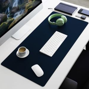 PIETVOSS Sous-main en cuir synthétique - Tapis de bureau pour bureau et école - Tapis de souris - Sous-main - Tapis de bureau noir (bleu, 120 x 60 cm) (MEISTEREI, neuf)
