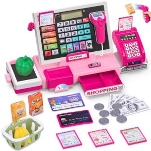 Teoryieer Caisse Enregistreuse Enfant &Eacute;lectronique avec Scanner et Sons, Caisse de Supermarch&eacute; Jouet avec Accessoires (Monnaie, Panier, Balance), Jeu &Eacute;ducatif pour Enfants d&egrave;s 3 Ans (PRIVN, neuf)