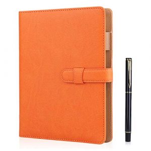 Minlna Carnet en cuir format A5 Rechargeable avec des feuilles volantes 200 pages &eacute;paisses Doublure classique avec poche et porte-stylos (Orange) (Minlna, neuf)