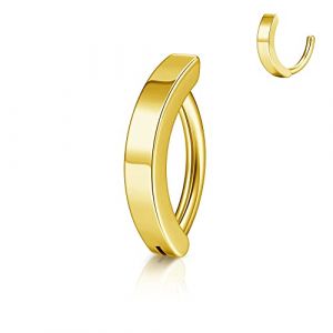 PiercingJak Piercing Anneau Nombril Clicker Piercing au Nombril Arcade Anneau de Nombril Acier Inoxydable Argent Doré Boucle Clou de Ventre Courbé Inversé Bijoux de Corps Sexy Bikini Femme-Or (KKCAT, neuf)