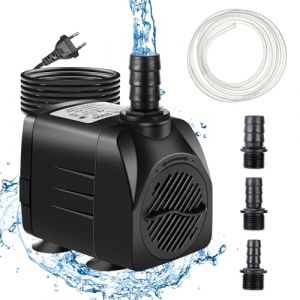 MEISHILE Réglable Mini Pompe a Eau, 2000 L/H, 30 W Pompe Aquarium, Ultra-Silencieux Pompe à Eau Submersible, Pompe Fontaine avec 4 Buses, Pompe Fontaine Exterieur pour Aquarium étang Fontaines (MEISHILE EU, neuf)