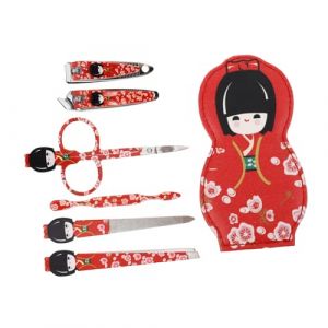 WRITWAA Kit De Manucure Et P&eacute;dicure Acier Inoxydable 6 Pi&egrave;ces Design Japonerie Voyage Hommes Et Femmes Soins Des Ongles Outils De Coupe Et Beaut&eacute; Rouge (Saieli, neuf)