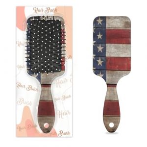 Mexpekil Brosse &agrave; cheveux de massage pour homme et femme - Brosse d&eacute;m&ecirc;lante pour cheveux humides ou secs - Peignes &agrave; coussin d'air doux (bois drapeau am&eacute;ricain) (HSYOYO, neuf)