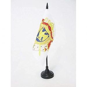 AZ FLAG - Drapeau De Table Armes Napol&eacute;on Premier Empire 1804-1815 15x15 cm - Petit Drapeau De L'Empire Fran&ccedil;ais De Bureau 100% Polyester Avec Hampe De 25cm Et Socle En Plastique Noir (AZ-FLAG, neuf)