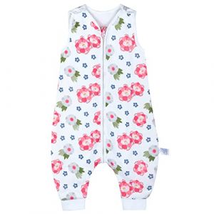 MOEMOE BABY Gigoteuse a Pied été Gigoteuse 0.5 Tog Gigoteuse avec Jambes,Gigoteuse ete Gaze Coton,Gigoteuse sans Manches,Gigoteuse 18-36 Mois,M,Fleur (MoeMoeEU, neuf)