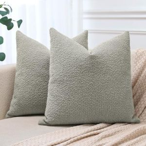 JOTOM Lot de 2 Housses de Coussins en Texturées en Boucle Décoratif Canapé Taie d'oreiller de Doux Decoration pour Maison Salon Chambre Canapé Décoration 60x60cm (Gris Nuage) (Jotom Europe, neuf)