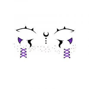 ARYU 6 Autocollants Visage D&eacute;Mon Violet Tattoo Stickers Waterproof Long Lasting Halloween Maquillage Visage (XCTT, neuf)