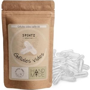 SPINTZ Gélules vides végétaliennes HPMC taille 00 (500 gélules) | Testé en laboratoire indépendant | Emballage sans plastique & durable | 100% cellulose végétale, non-GMO, sans allergènes, transparent (Spintz Spices, neuf)